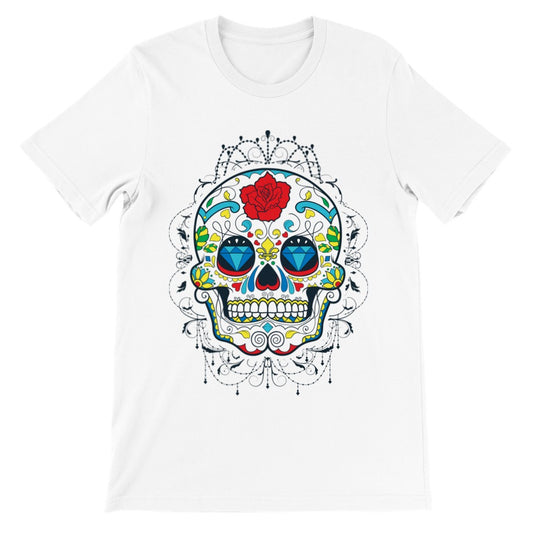 Artwork T-shirts - The Skull Diamond Flower - Premium Unisex T-shirt