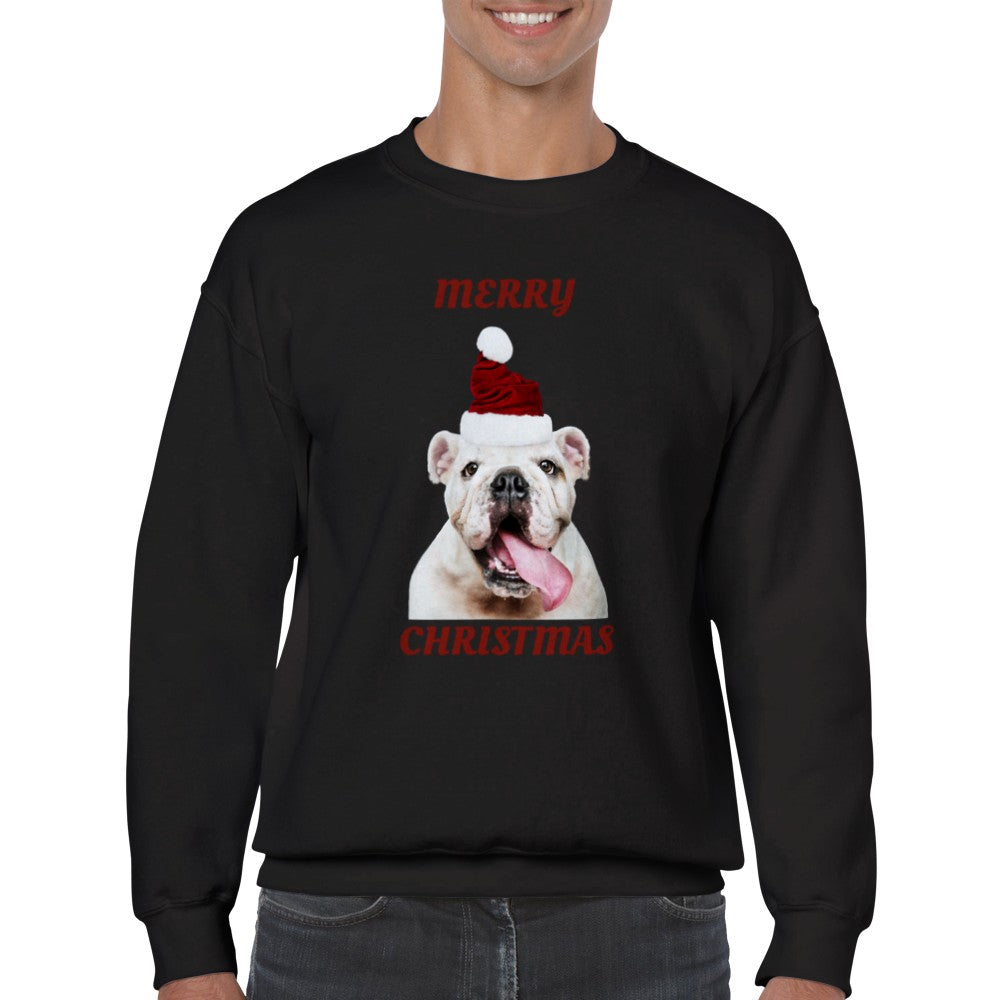 Sweatshirt - Merry Christmas Happy Bulldog - Classic Unisex Crewneck Sweatshirt