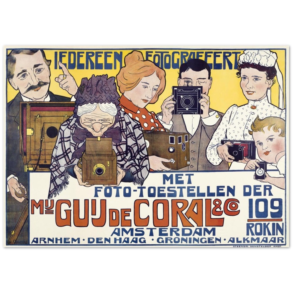 Poster Ledereen photographed (1901) by Johann Georg van Caspel