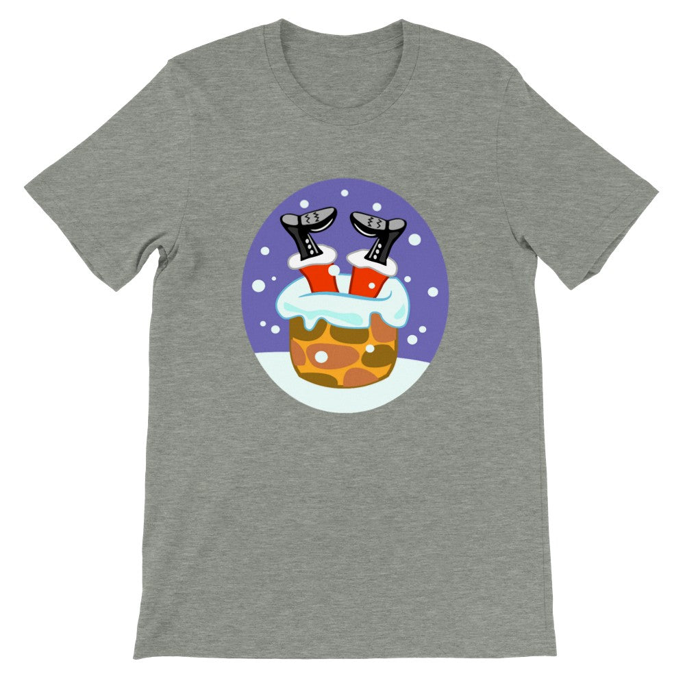 Sjove T-shirts - Stuck Santa - Premium Unisex Crewneck T-shirt