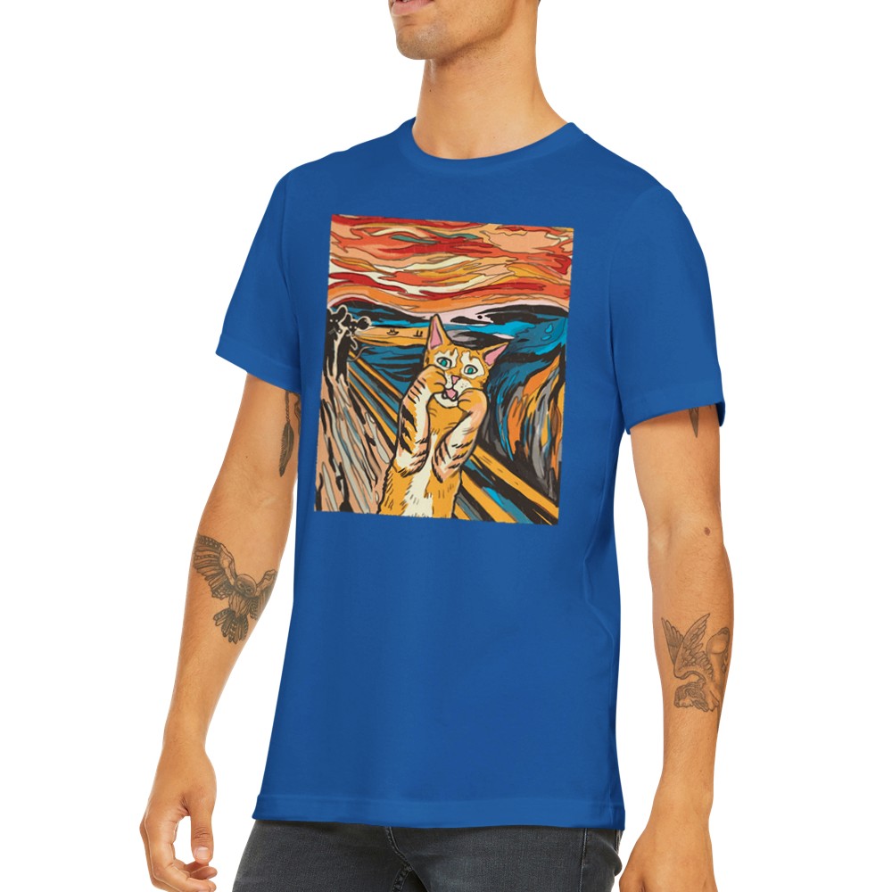 Quote T-shirt - Funny Designs Artwork - The Scream From The Cat Premium Unisex T-shirt