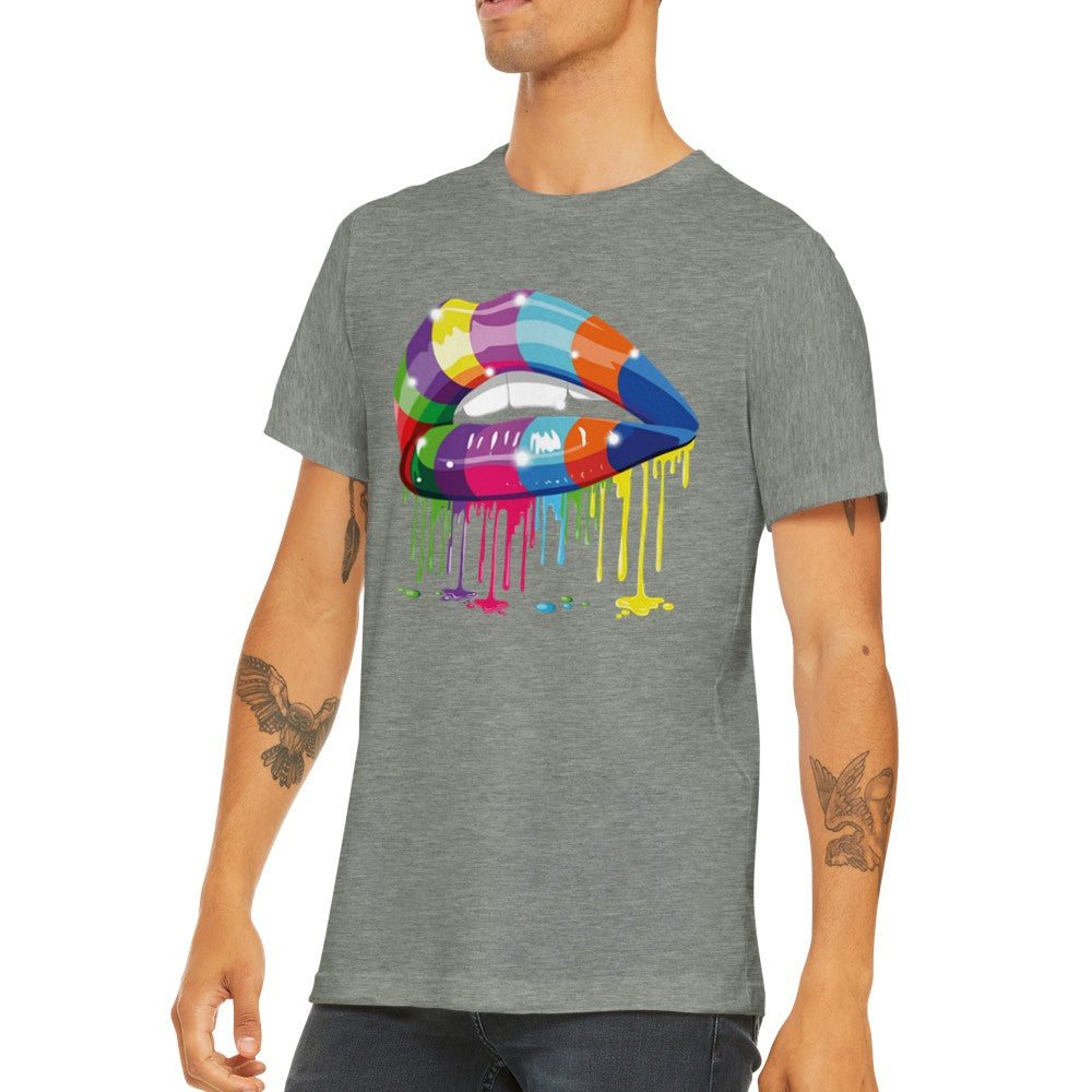 Zitat T-Shirt - Lustige Designs Artwork - Bunte Lippen Premium Unisex T-Shirt 