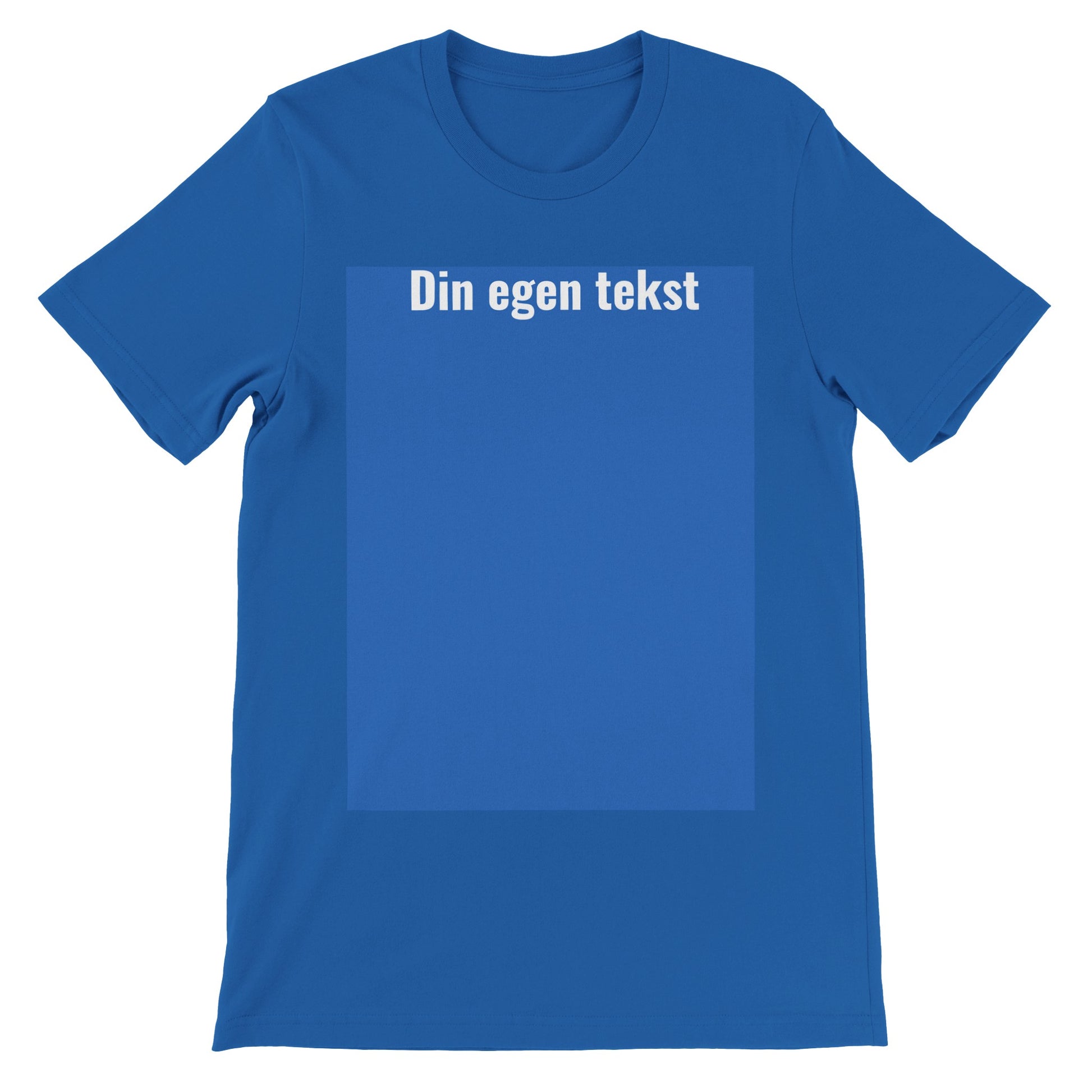 Design Selv T-shirt (billede eller (HVID) tekst ) Premium Unisex Blå T-shirt  med tekst og billede boks på t-shirt
