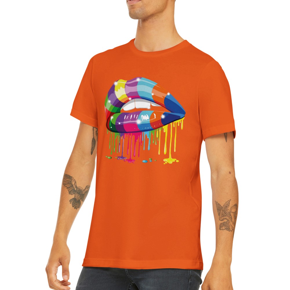 Zitat T-Shirt - Lustige Designs Artwork - Bunte Lippen Premium Unisex T-Shirt 