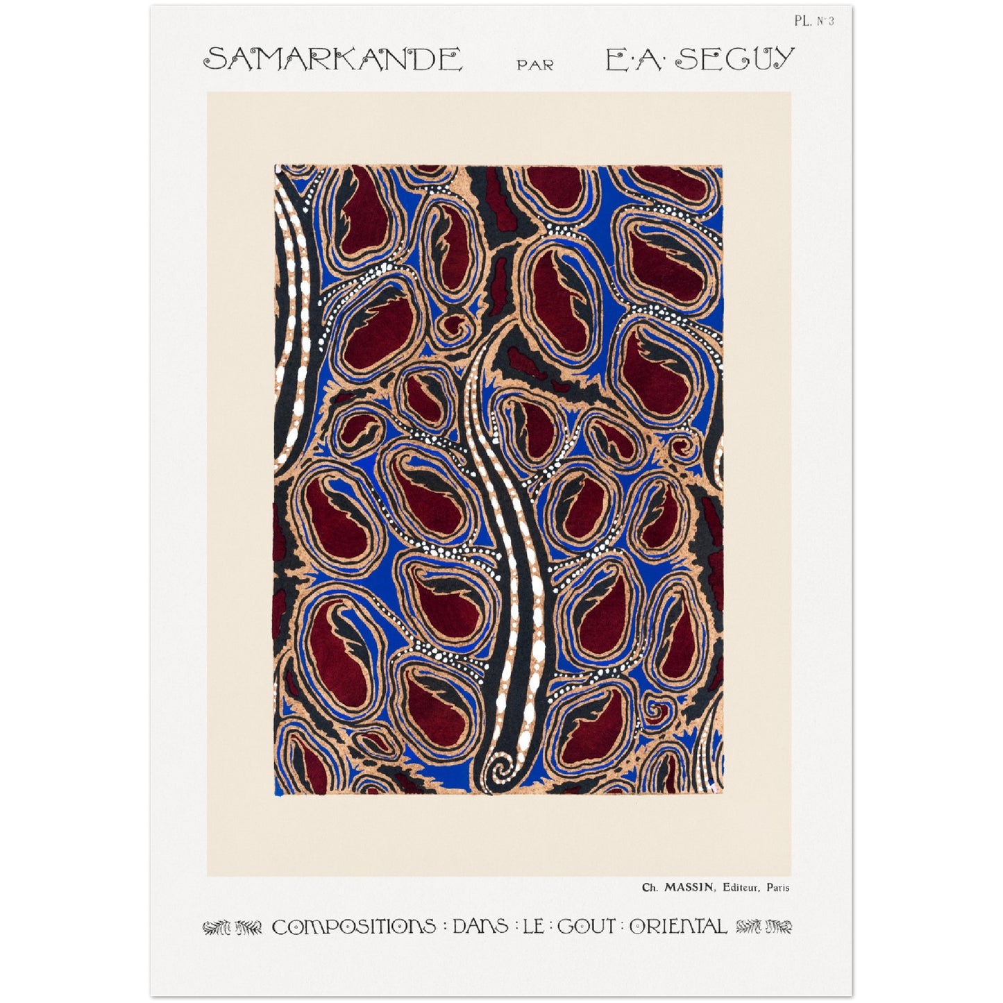 Poster – Botanisches Pochoir-Muster im orientalischen Art-Deco-Stil Nr. 3 EA Séguy – Premium-Posterpapier