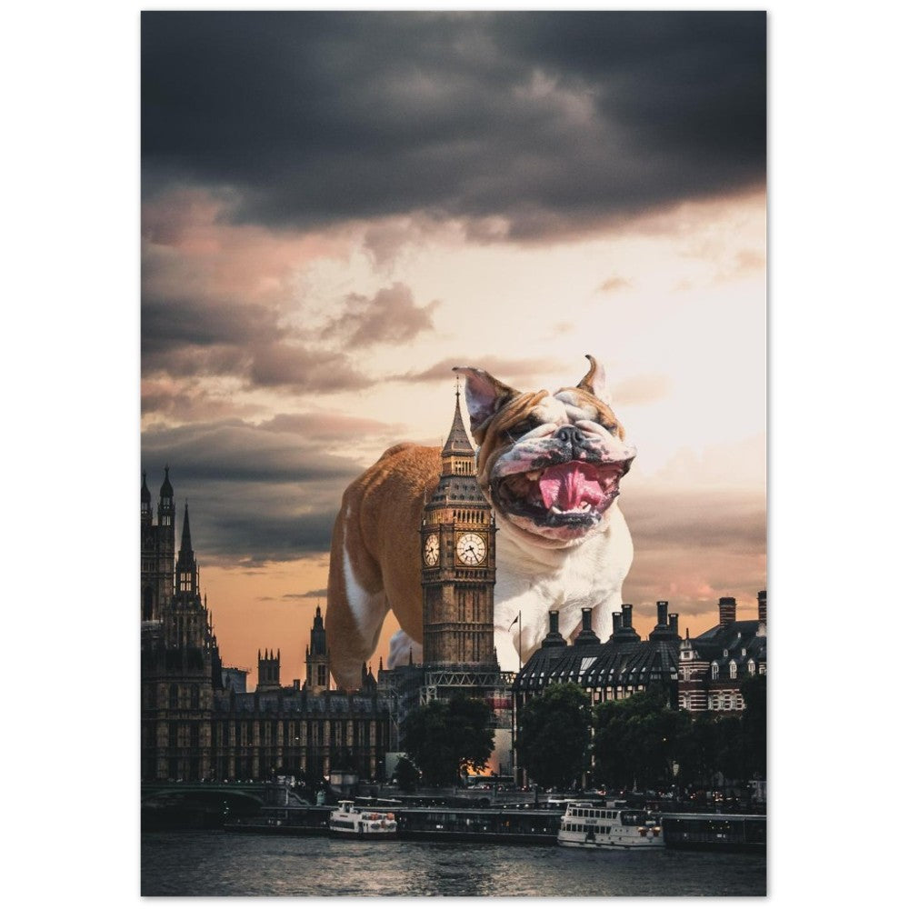 Poster Artwork – Englische Bulldogge vs London – Classic Mat Museum Posterpapier 