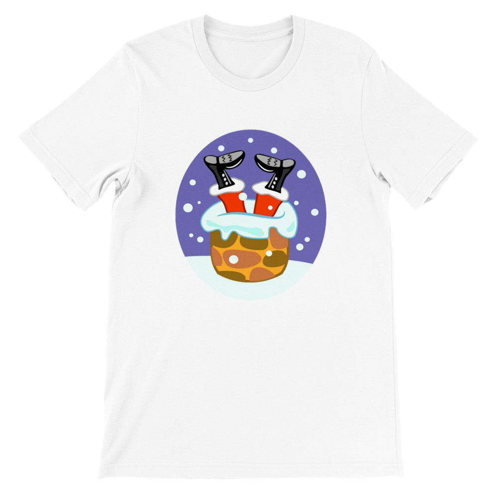 Sjove T-shirts - Stuck Santa - Premium Unisex Crewneck T-shirt