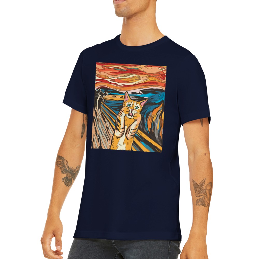 Quote T-shirt - Funny Designs Artwork - The Scream From The Cat Premium Unisex T-shirt