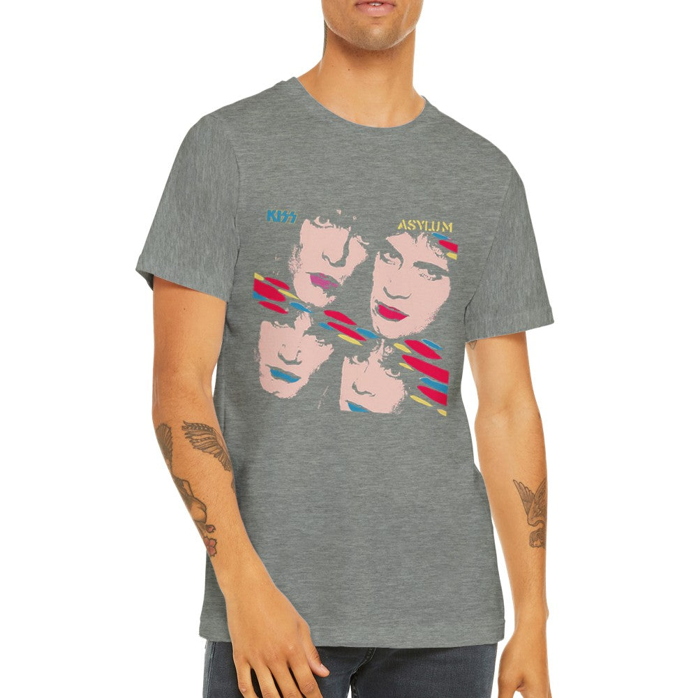 Musik-T-Shirt - Kuss-Grafik - Kuss-Asyl-Abdeckungs-Kunst-Premium-Unisex-T-Shirt 