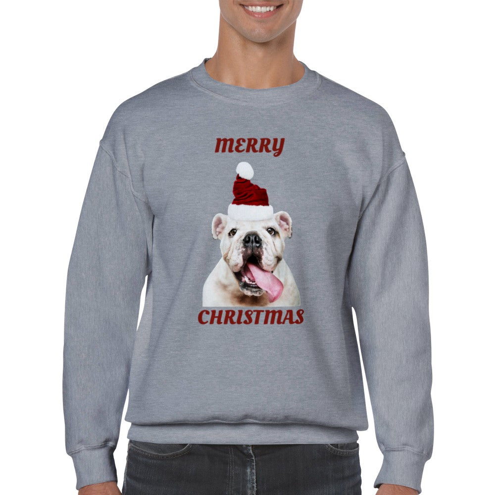 Sweatshirt - Merry Christmas Happy Bulldog - Classic Unisex Crewneck Sweatshirt