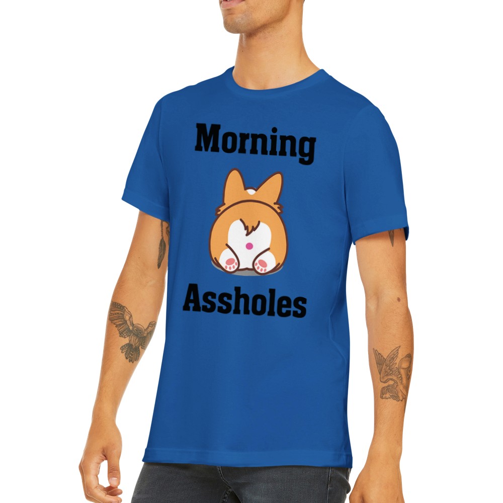 Citat T-shirt - Sjove Citater - Morning Assholes Premium Unisex T-shirt