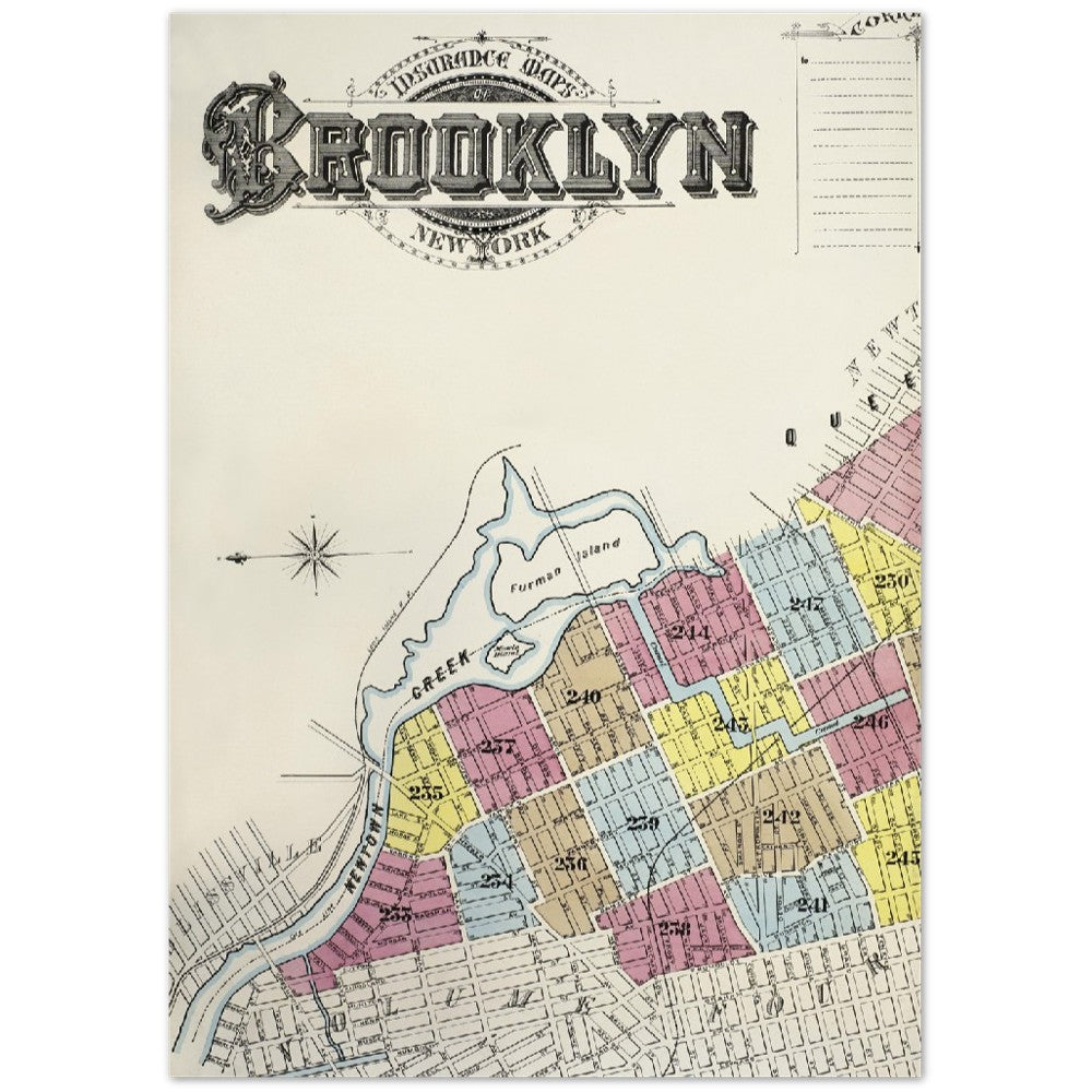 Poster – Brooklyn New York Sanborn Feuerversicherungskarte (1888) – Premium-Mattpapier
