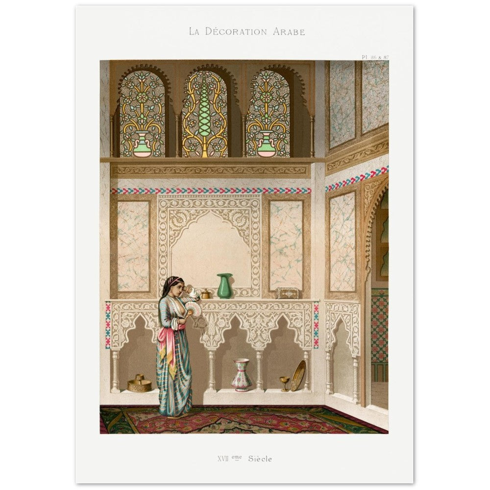 Poster Vintage Arabesque Living Room Lithograph Plate No. 86 &amp; 87, Emile Prisses Avennes