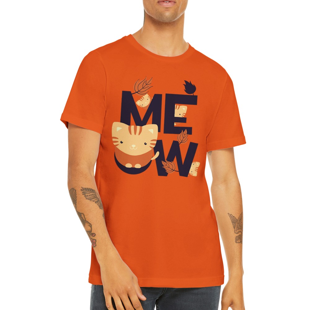 Fun T-Shirts - Cat Artwork MEOW - Premium Unisex T-shirt