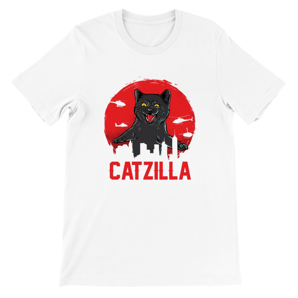 Lustige T-Shirts - Katze Catzilla - Premium Unisex T-Shirt 