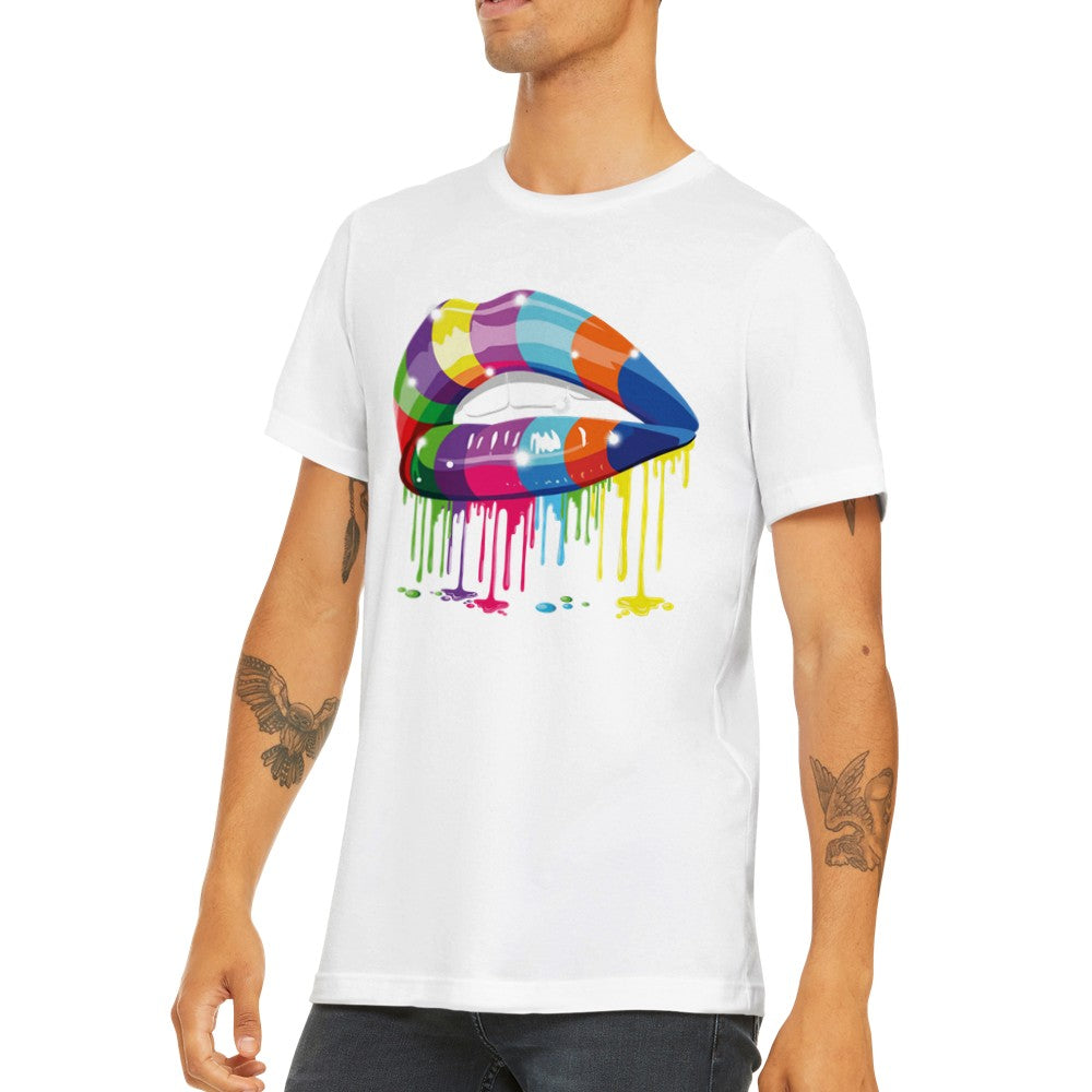 Zitat T-Shirt - Lustige Designs Artwork - Bunte Lippen Premium Unisex T-Shirt 