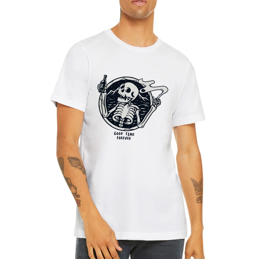 Sjove T-shirts - Good Vibes Forever Skelleton Artwork - Premium Unisex T-shirt