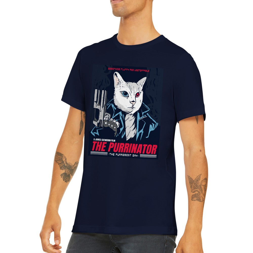 Quote T-shirt - Fun Designs Artwork -The Purrinator Cat Premium Unisex T-shirt