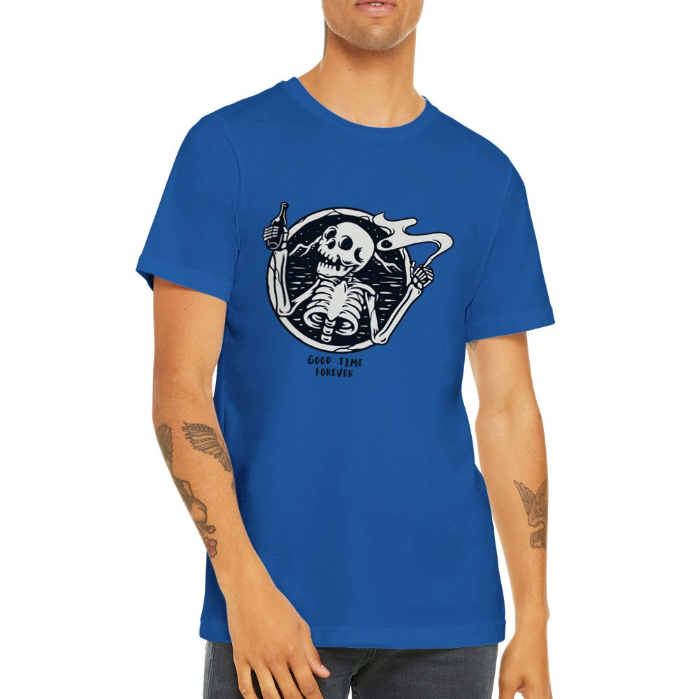 Sjove T-shirts - Good Vibes Forever Skelleton Artwork - Premium Unisex T-shirt