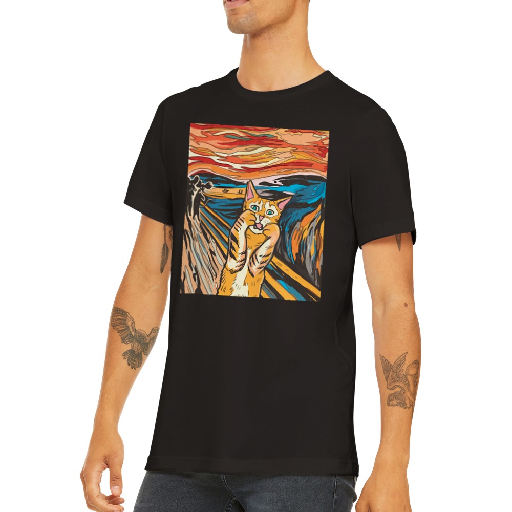 Quote T-shirt - Funny Designs Artwork - The Scream From The Cat Premium Unisex T-shirt