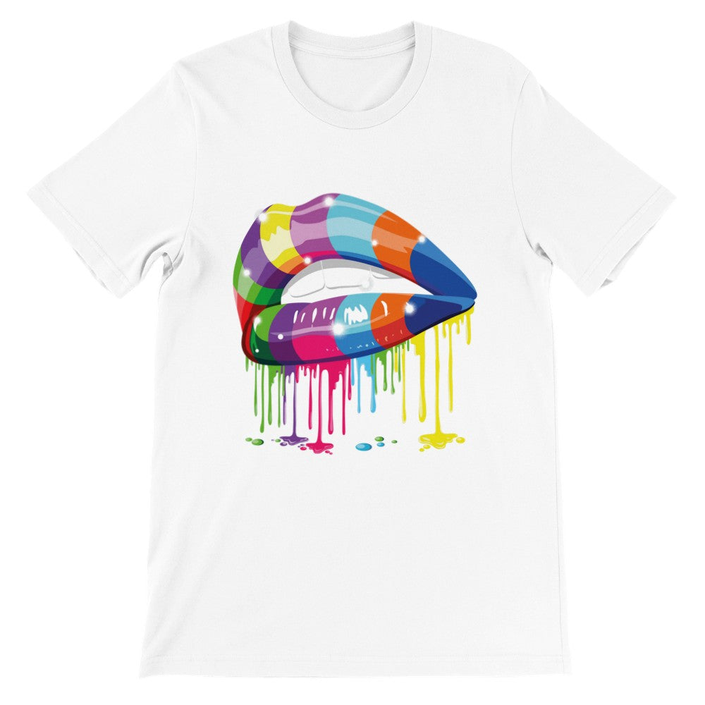 Zitat T-Shirt - Lustige Designs Artwork - Bunte Lippen Premium Unisex T-Shirt 