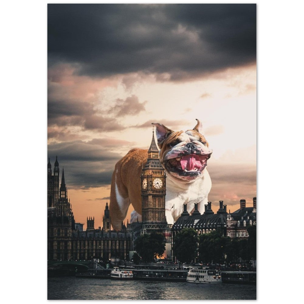 Poster Artwork - English Bulldog vs London - Classic Mat Museum Poster Paper