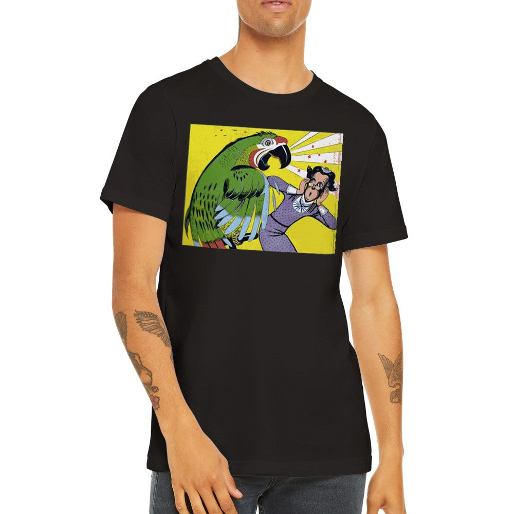 Artwork T-Shirt – Parrot Scream Vintage 50 Style Artwork – Premium Unisex T-Shirt 