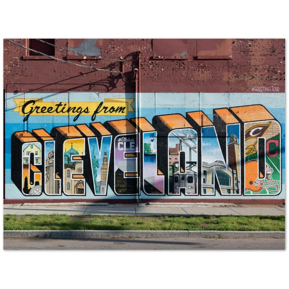 Plakat - Street Art - Cleveland Greetings Mural - Klassisk Mat Plakat Papir