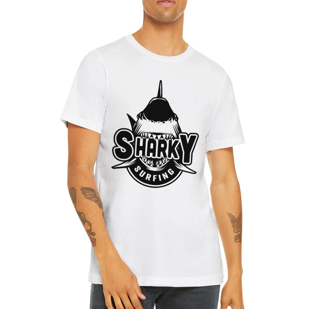 Fun T-Shirts - Shark Surfing artwork Premium Unisex T-shirt