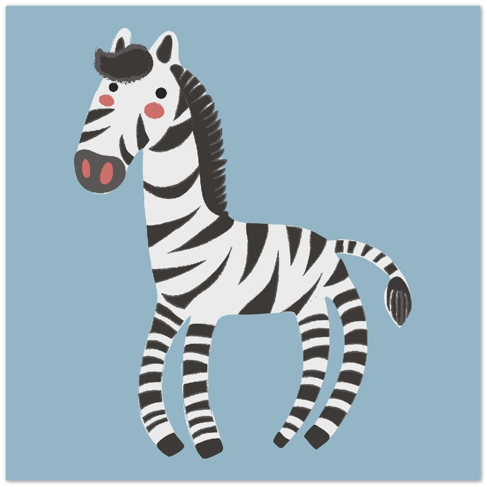 Børneplakater - -Zebra Illustration - Premium Mat Plakat Papir