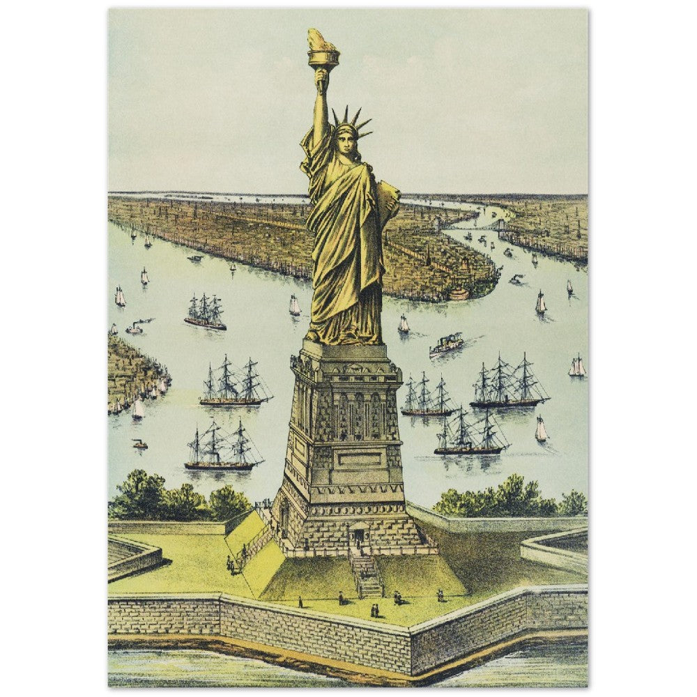 Plakat - New York Statue of Liberty af Curier and Ives (By Plakat - Premium Mat Papir