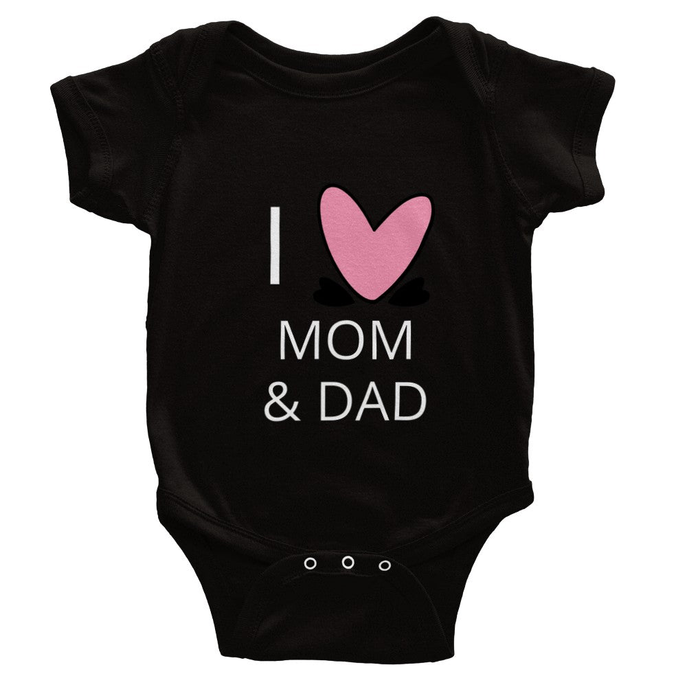 Classic Baby Onesie Langarm - I Love Mom &amp; Dad (Mama und Papa können geändert werden) 