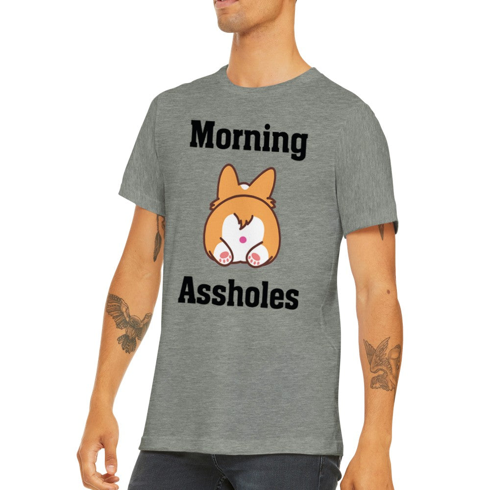 Citat T-shirt - Sjove Citater - Morning Assholes Premium Unisex T-shirt