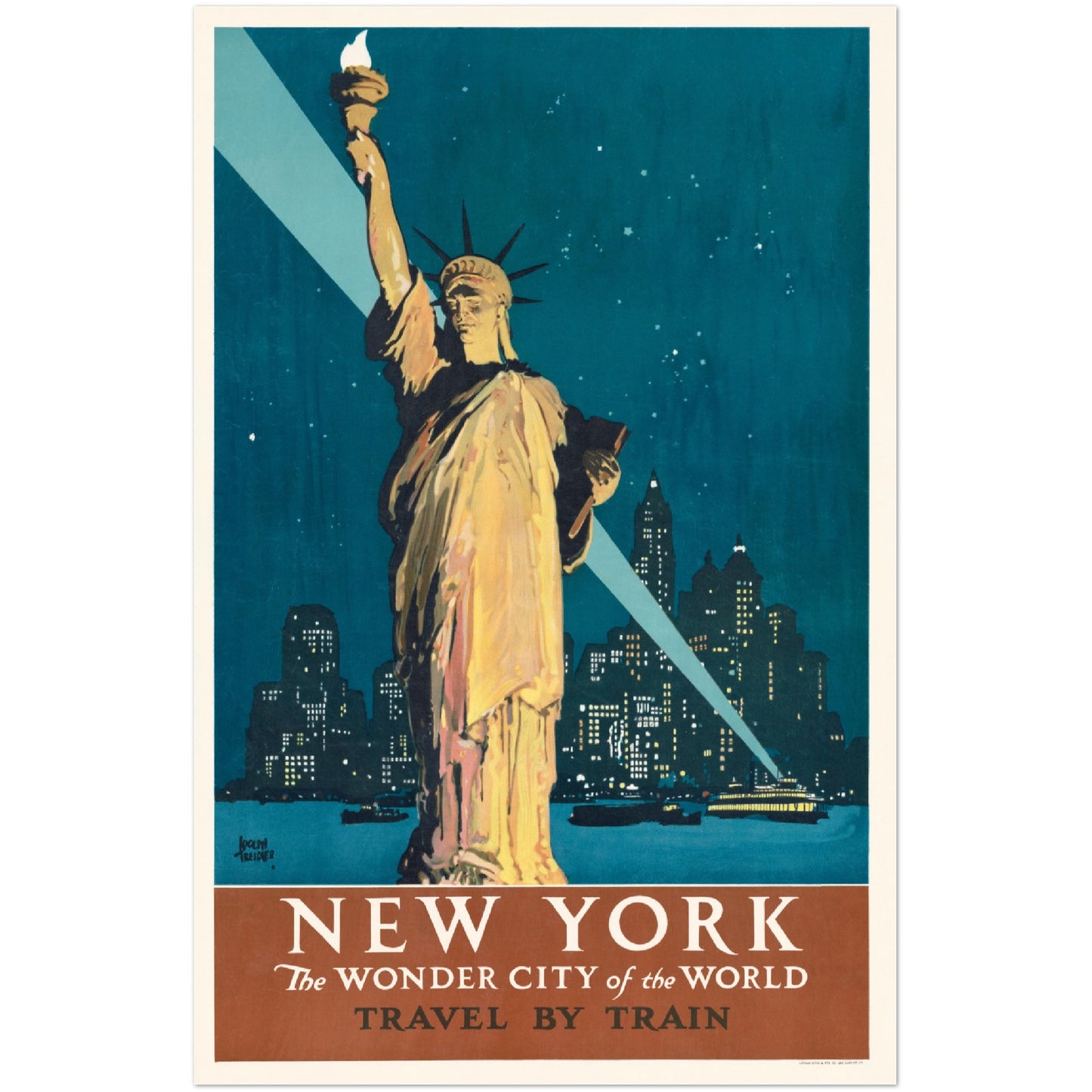 Poster – New York The Wonder City Of The World Travel By Train (1927) Hochwertiges mattes Posterpapier