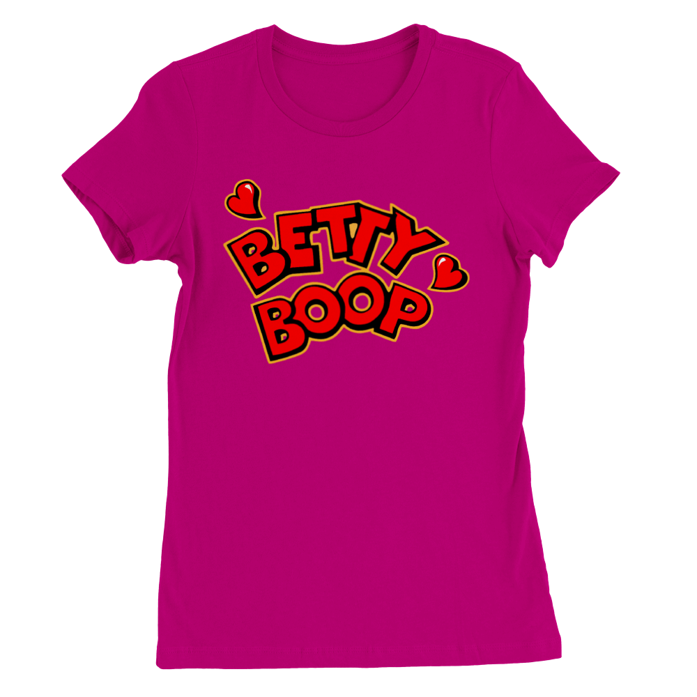 T-Shirt – Betty Boop Hearts Artwork – Premium Damen T-Shirt mit Rundhalsausschnitt