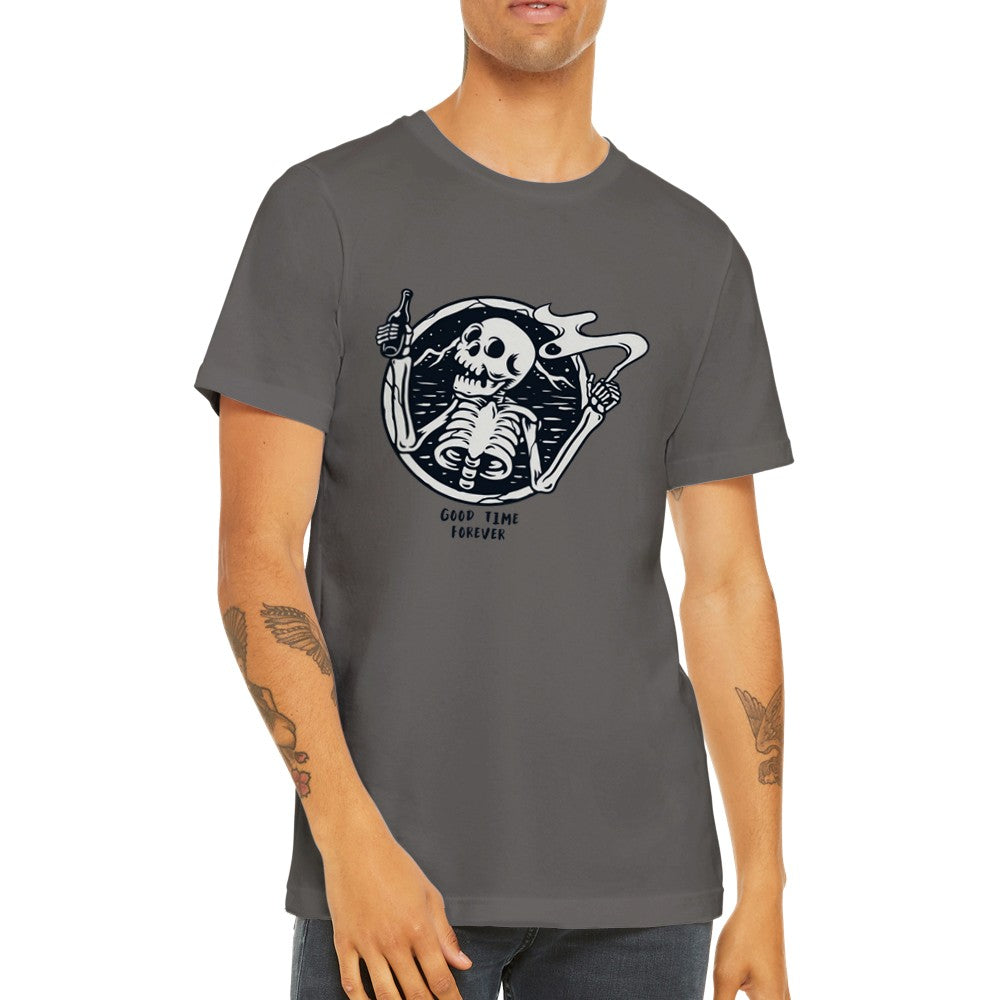 Sjove T-shirts - Good Vibes Forever Skelleton Artwork - Premium Unisex T-shirt