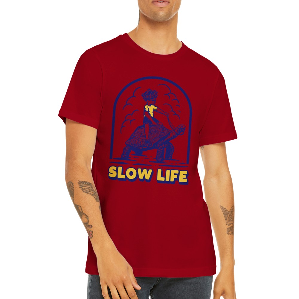 Sjove T-shirts - Slow Life Turtle Artwork - Premium Unisex T-shirt