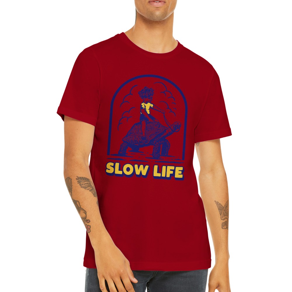 Fun T-Shirts - Slow Life Turtle Artwork - Premium Unisex T-shirt