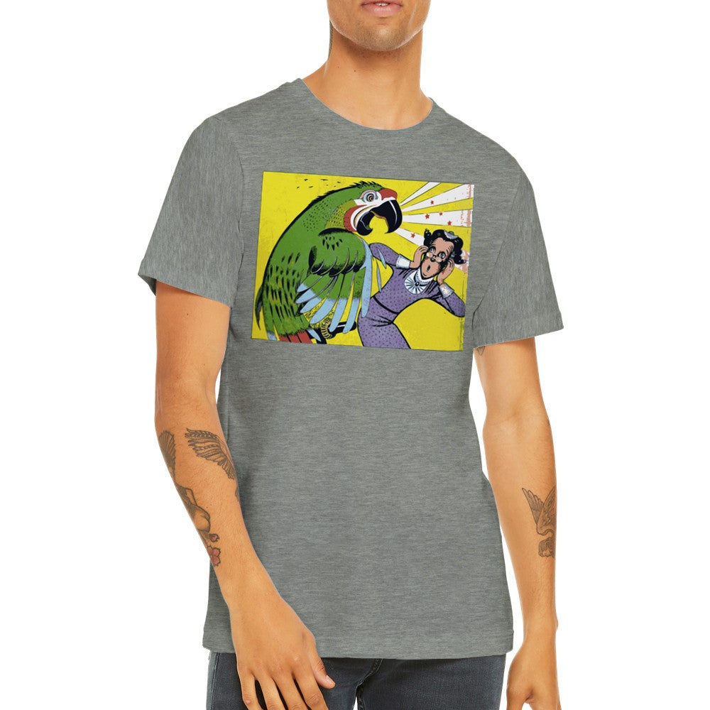 Artwork T-Shirt – Parrot Scream Vintage 50 Style Artwork – Premium Unisex T-Shirt 