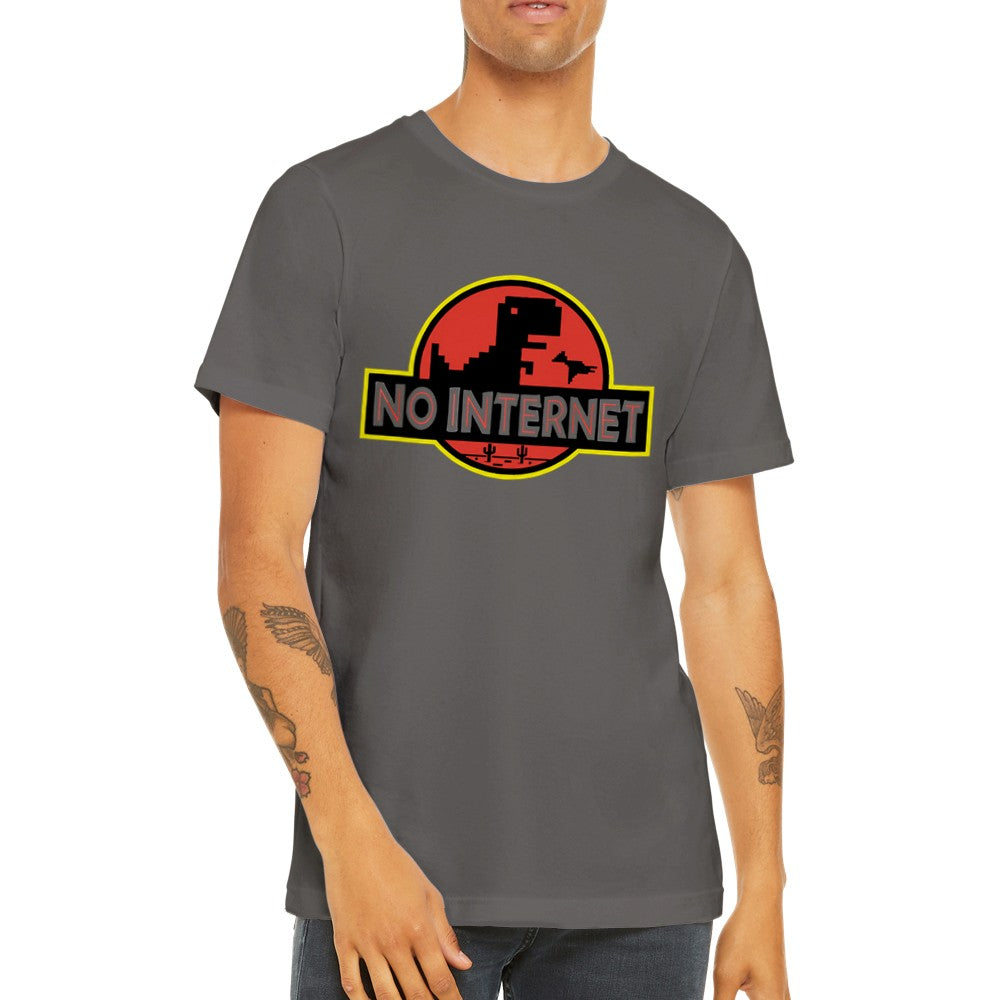 Quote T-shirt - Funny Designs - Jurassic No Internet Premium Unisex T-shirt