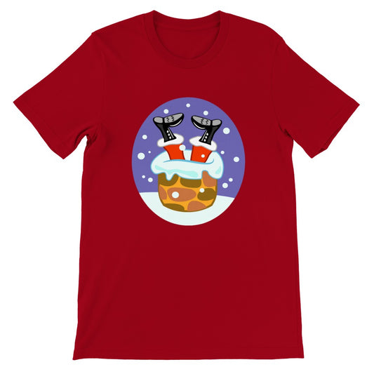 Sjove T-shirts - Stuck Santa - Premium Unisex Crewneck T-shirt