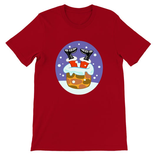 Lustige T-Shirts - Stuck Santa - Premium Unisex T-Shirt mit Rundhalsausschnitt 