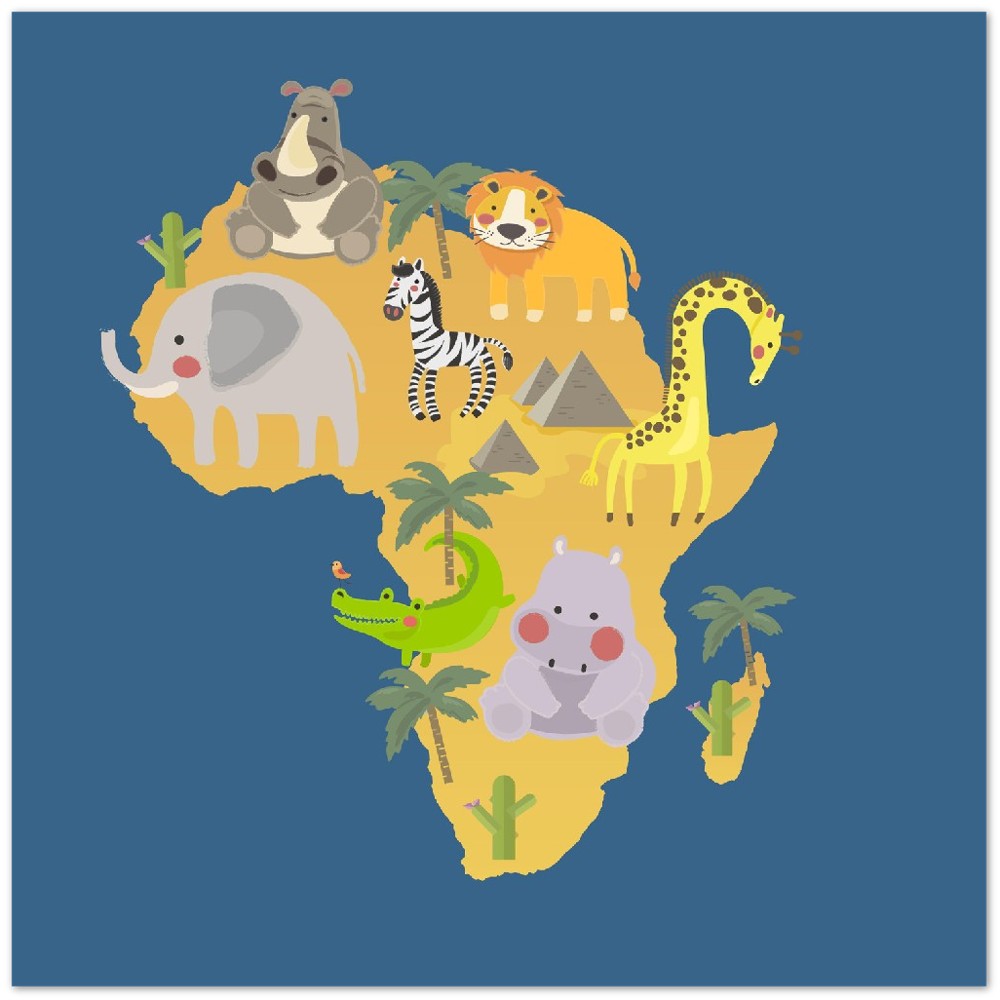 Children's Posters - Illustration of Wildlife Habitats Africa - Premium Matte Poster Paper