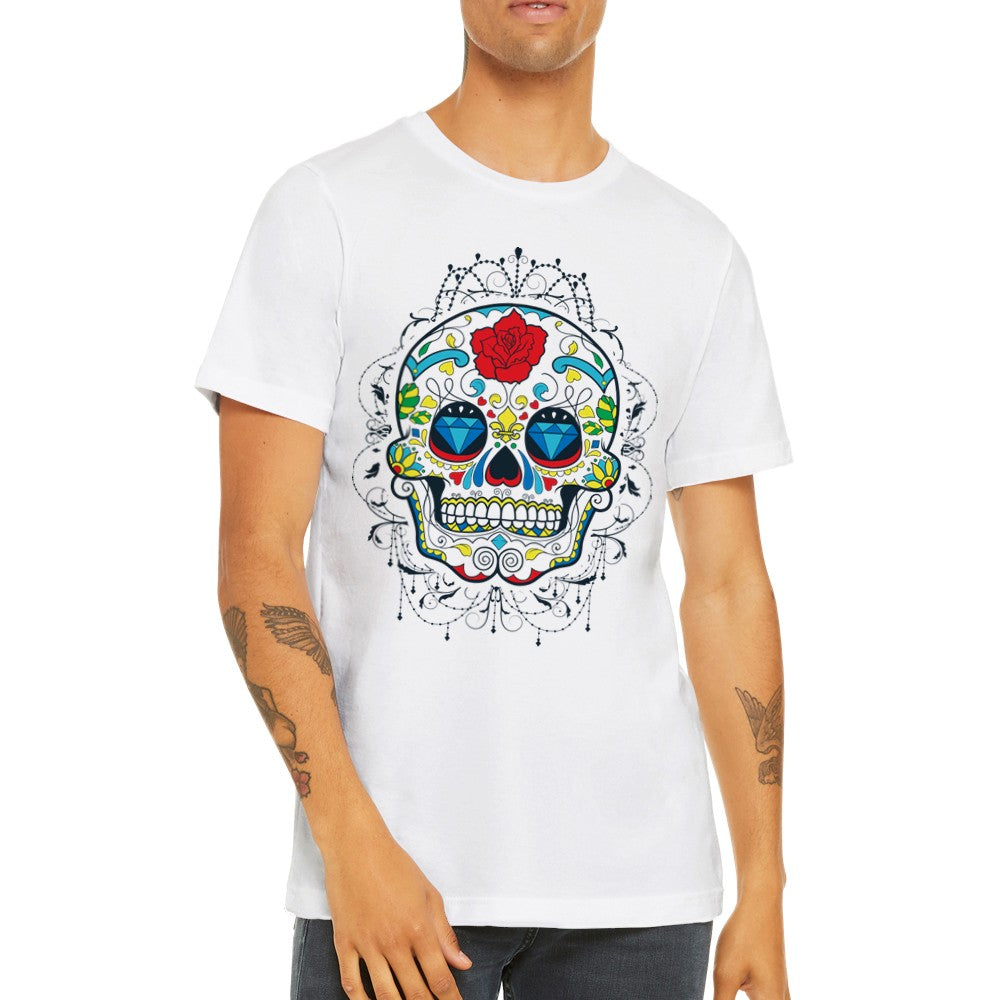 Artwork T-shirts - The Skull Diamond Flower - Premium Unisex T-shirt