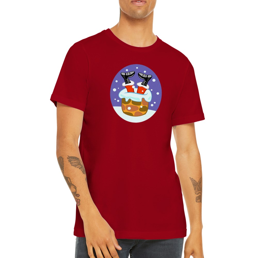 Sjove T-shirts - Stuck Santa - Premium Unisex Crewneck T-shirt