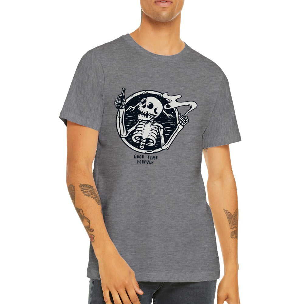 Sjove T-shirts - Good Vibes Forever Skelleton Artwork - Premium Unisex T-shirt