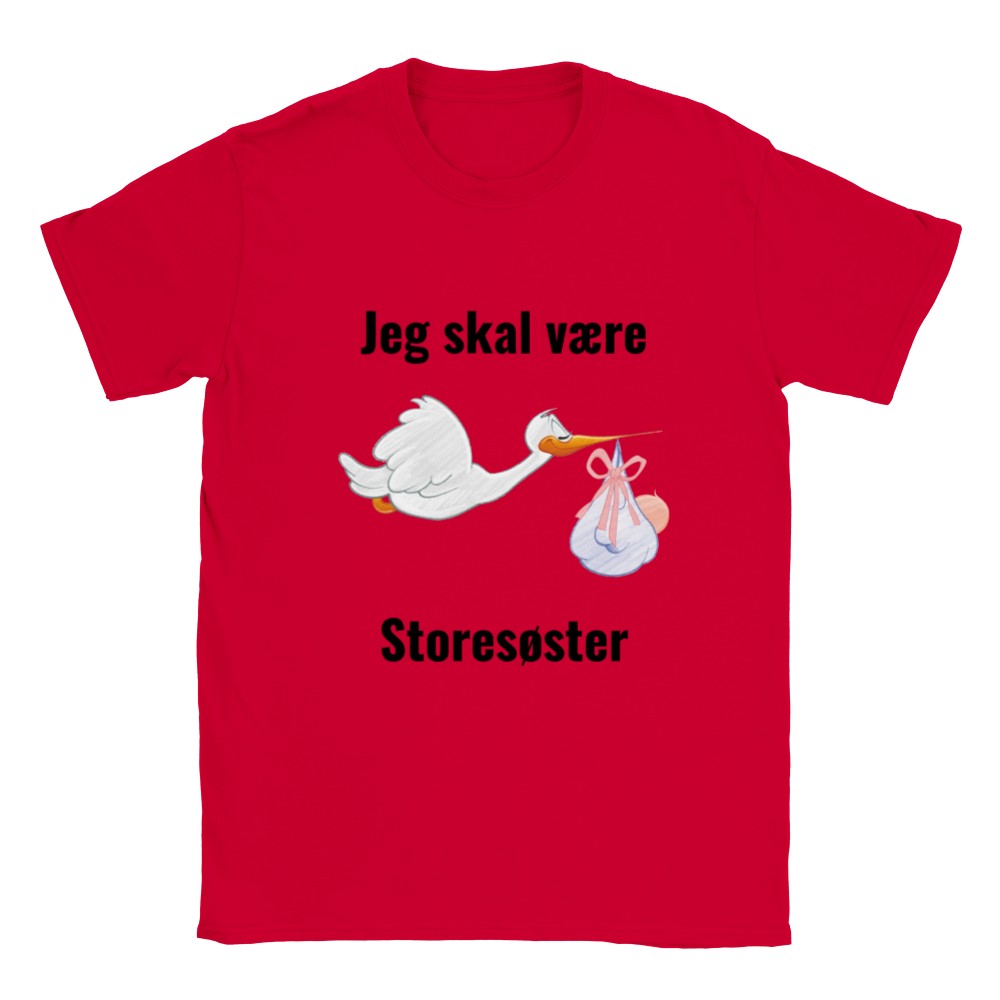 Sjove Børne T-shirts - Jeg Skal Være Storesøster - Rød Klassisk Børne T-shirt