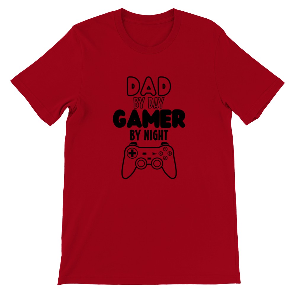Citat T-shirt - Far Citater - Dad By Day Gamer By Night Premium Unisex T-shirt