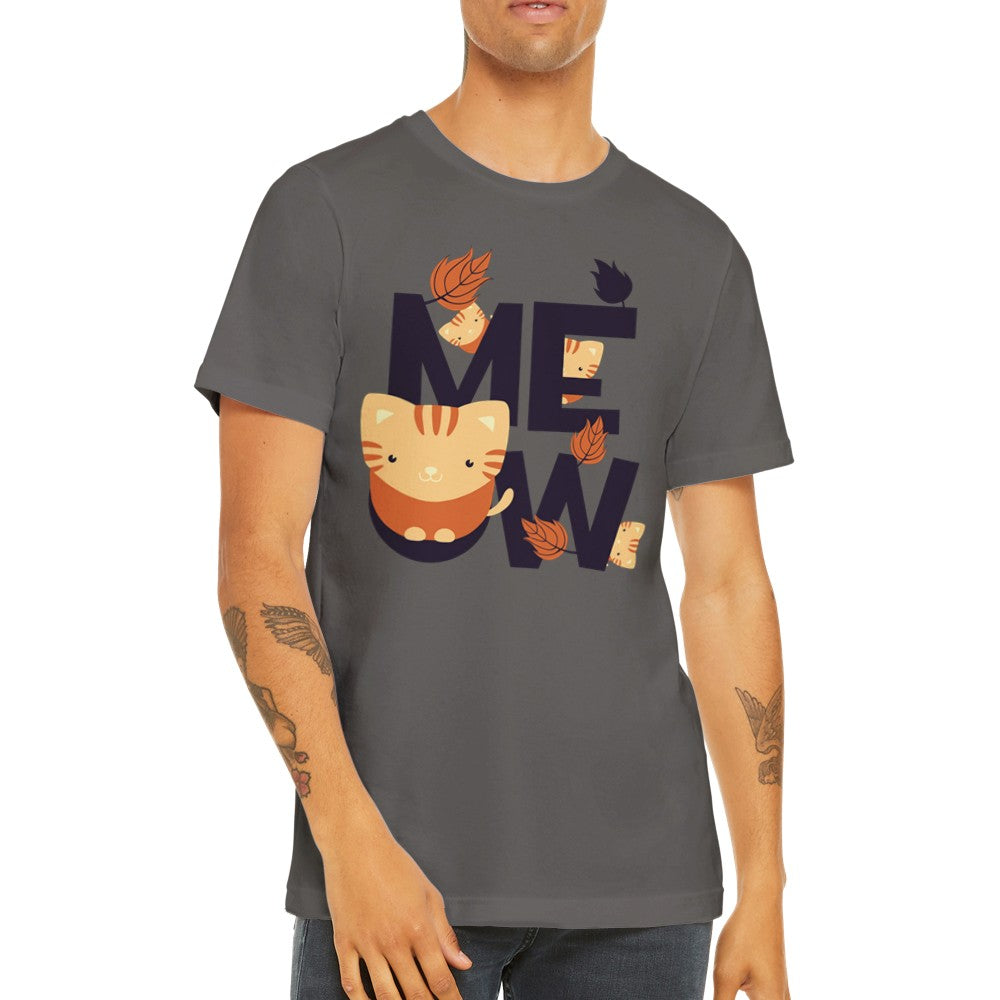 Lustige T-Shirts - Katzengrafik MEOW - Premium-Unisex-T-Shirt 