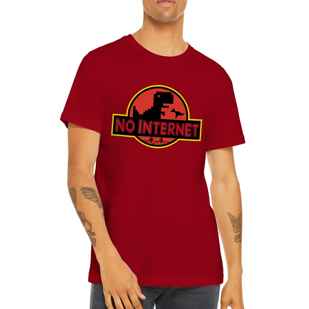 Quote T-shirt - Funny Designs - Jurassic No Internet Premium Unisex T-shirt